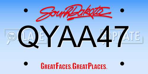 QYAA47 South Dakota License Plate