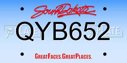 QYB652 South Dakota License Plate