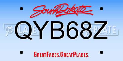 QYB68Z South Dakota License Plate