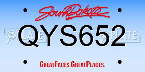QYS652 South Dakota License Plate