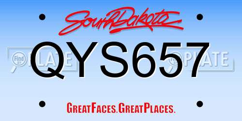 QYS657 South Dakota License Plate