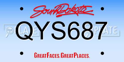 QYS687 South Dakota License Plate