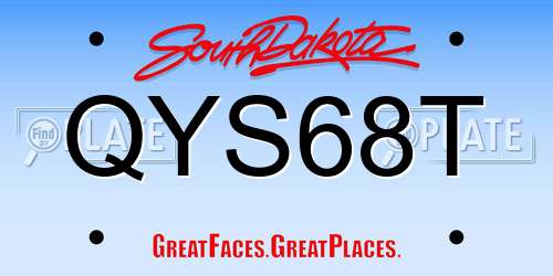QYS68T South Dakota License Plate