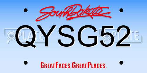 QYSG52 South Dakota License Plate