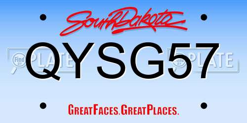QYSG57 South Dakota License Plate