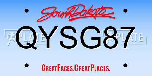 QYSG87 South Dakota License Plate