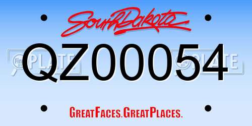 QZ00054 South Dakota License Plate