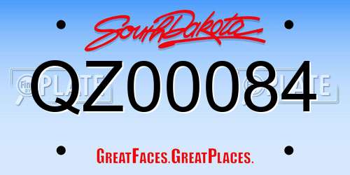 QZ00084 South Dakota License Plate