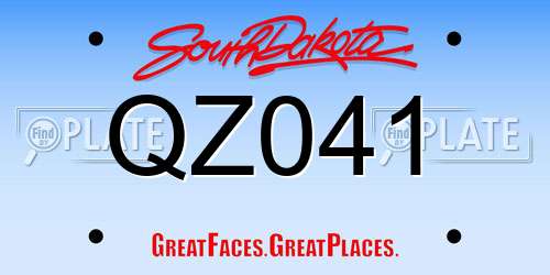 QZ041 South Dakota License Plate