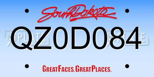 QZ0D084 South Dakota License Plate