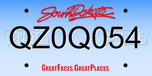 QZ0Q054 South Dakota License Plate