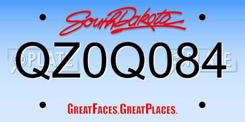 QZ0Q084 South Dakota License Plate