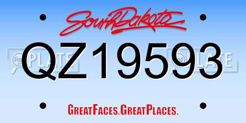 QZ19593 South Dakota License Plate