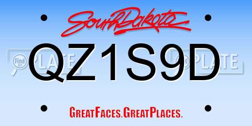 QZ1S9D South Dakota License Plate