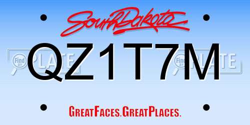 QZ1T7M South Dakota License Plate