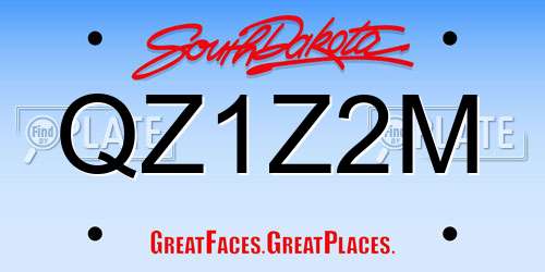 QZ1Z2M South Dakota License Plate