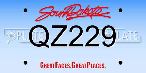QZ229 South Dakota License Plate