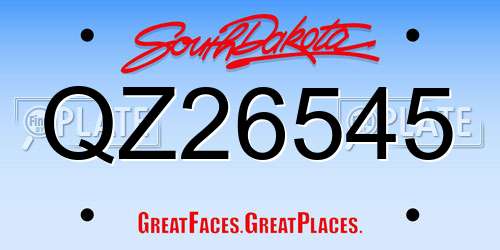 QZ26545 South Dakota License Plate