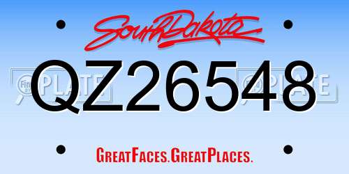 QZ26548 South Dakota License Plate