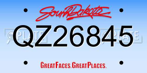 QZ26845 South Dakota License Plate