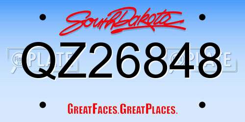 QZ26848 South Dakota License Plate