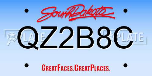 QZ2B8C South Dakota License Plate