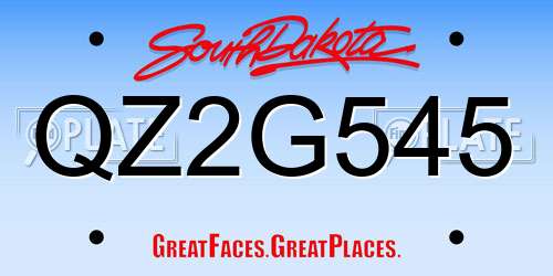 QZ2G545 South Dakota License Plate