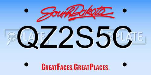 QZ2S5C South Dakota License Plate