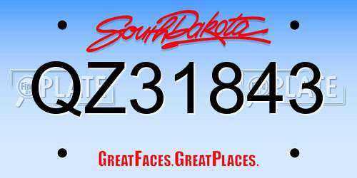 QZ31843 South Dakota License Plate