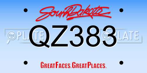 QZ383 South Dakota License Plate