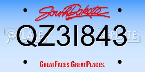 QZ3I843 South Dakota License Plate