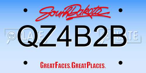 QZ4B2B South Dakota License Plate