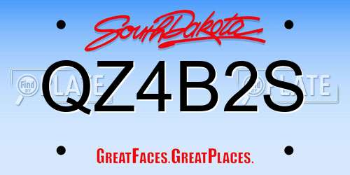QZ4B2S South Dakota License Plate
