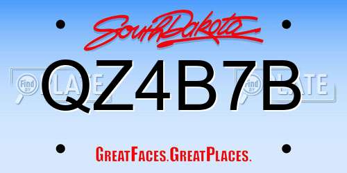 QZ4B7B South Dakota License Plate