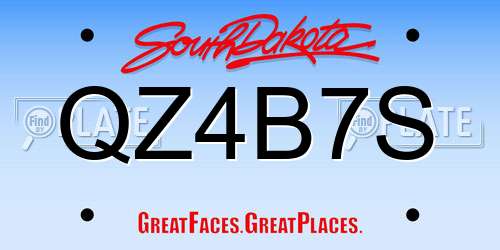 QZ4B7S South Dakota License Plate