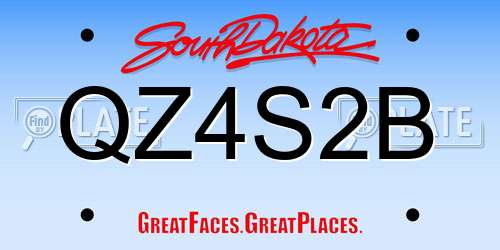 QZ4S2B South Dakota License Plate