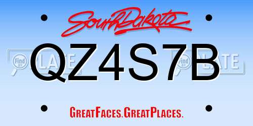 QZ4S7B South Dakota License Plate