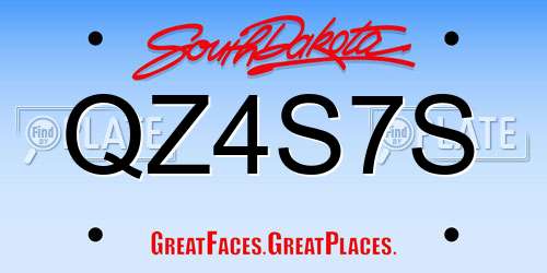 QZ4S7S South Dakota License Plate