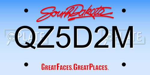 QZ5D2M South Dakota License Plate