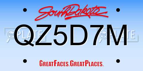QZ5D7M South Dakota License Plate