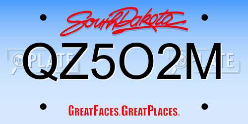 QZ5O2M South Dakota License Plate