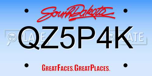 QZ5P4K South Dakota License Plate