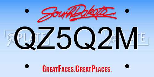 QZ5Q2M South Dakota License Plate