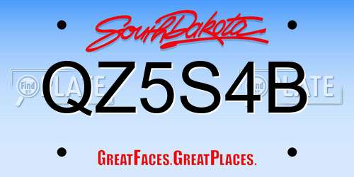 QZ5S4B South Dakota License Plate