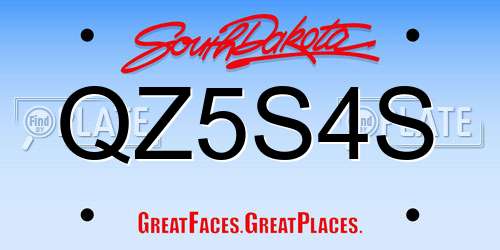 QZ5S4S South Dakota License Plate