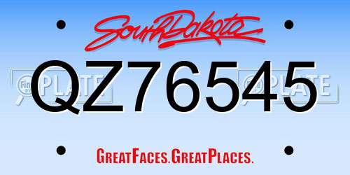 QZ76545 South Dakota License Plate