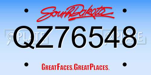 QZ76548 South Dakota License Plate
