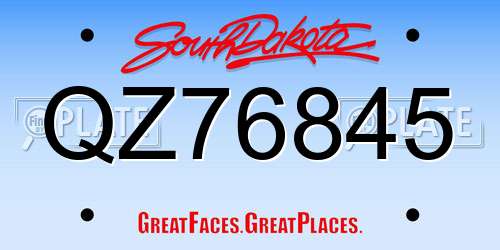 QZ76845 South Dakota License Plate