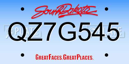 QZ7G545 South Dakota License Plate