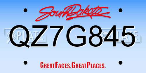QZ7G845 South Dakota License Plate
